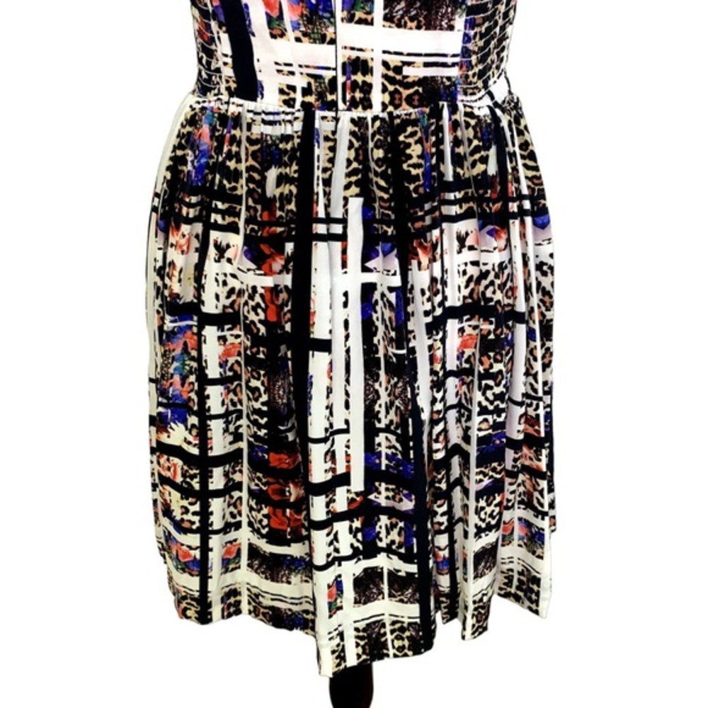 Amanda Uprichard 100% Silk Abstract Floral Leopard Mini Strappy Dress Medium - Picture 4 of 8